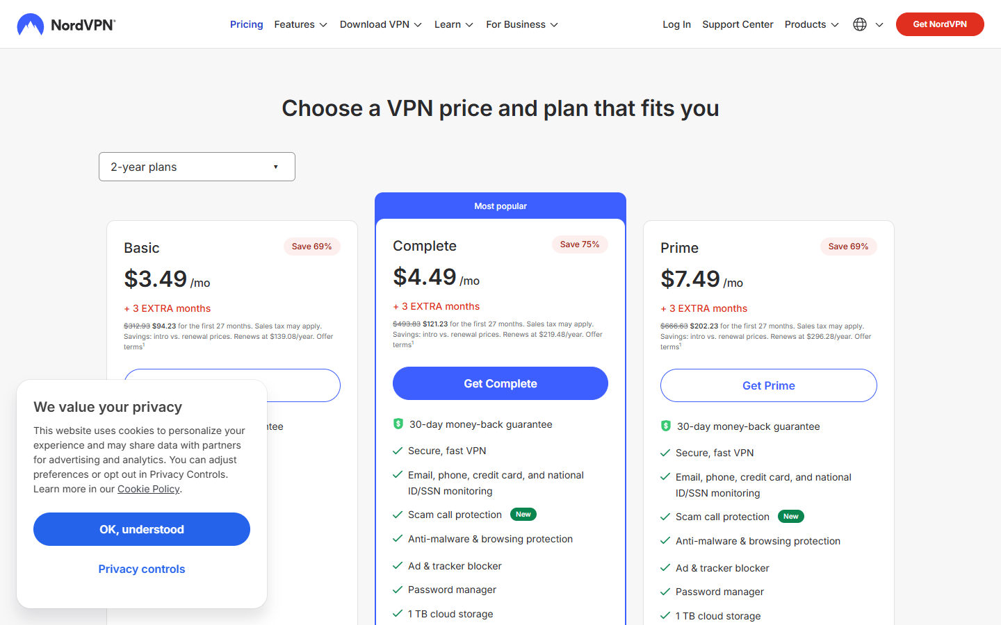 nordvpn signup screenshot
