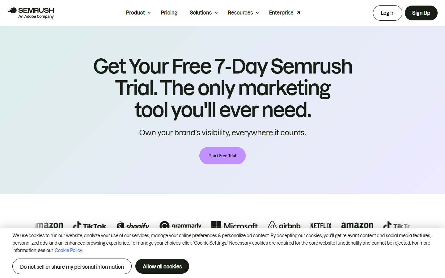 semrush signup screenshot